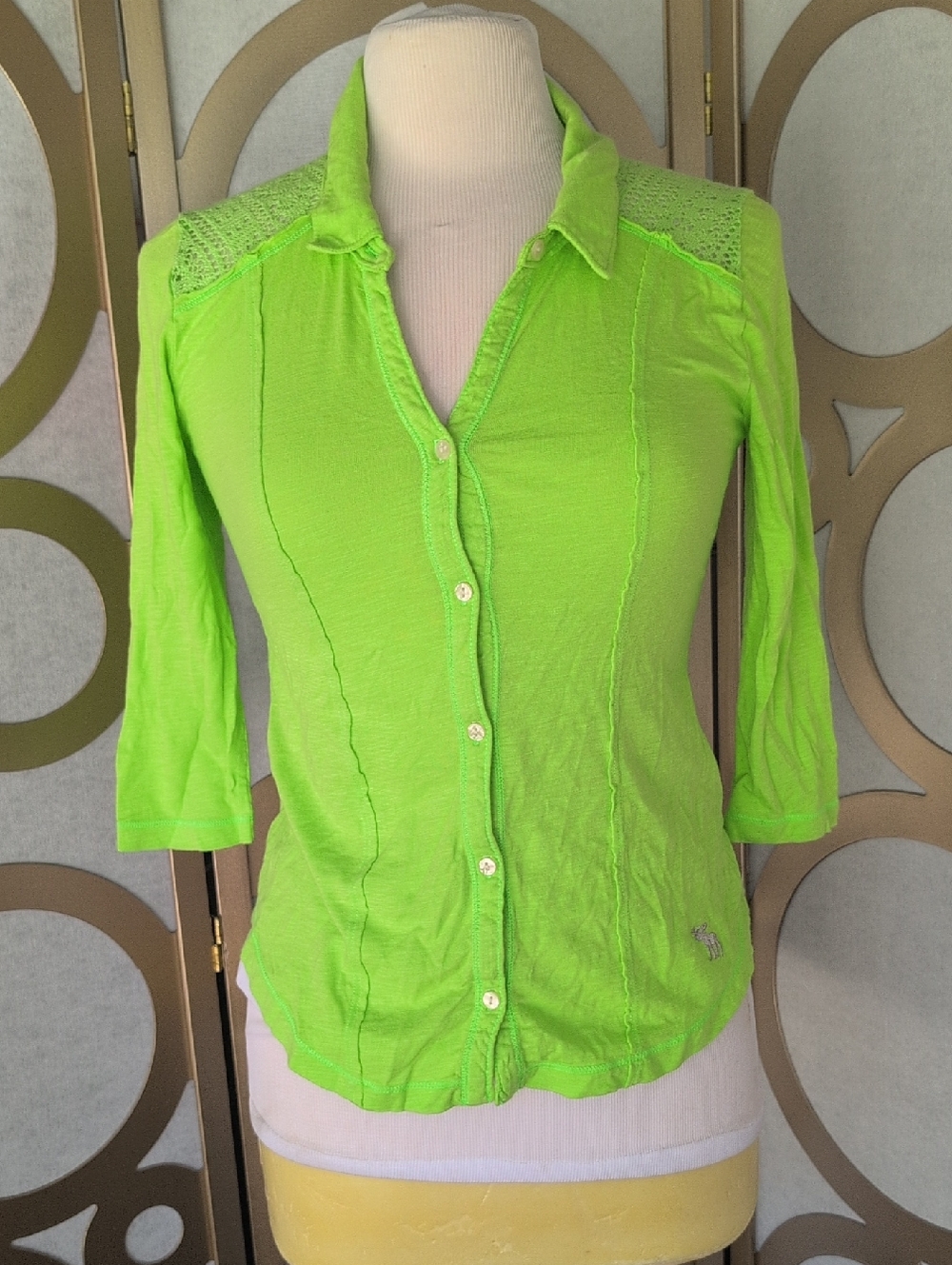 Bright Green Women's Button-Up Top